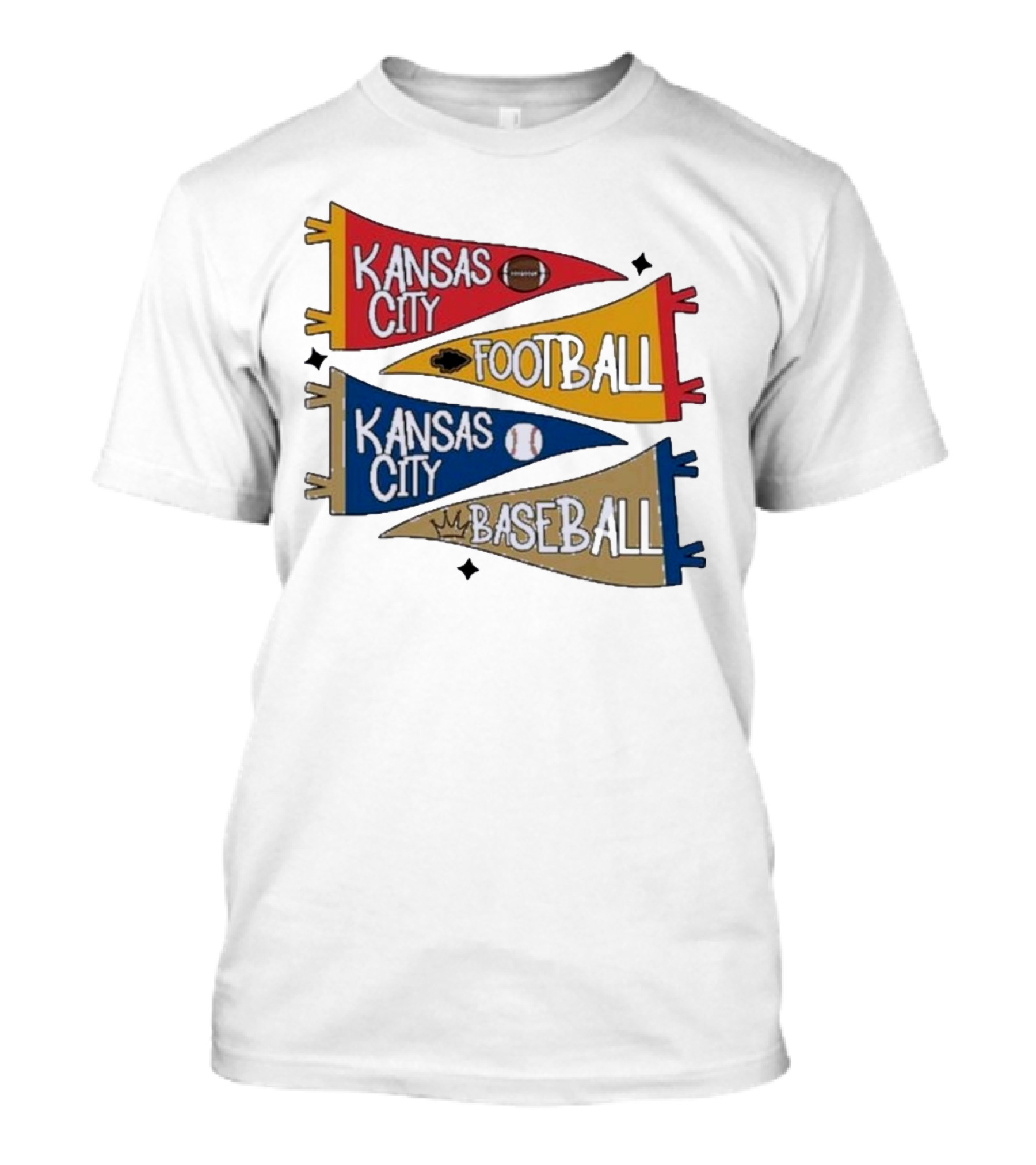 Kansas City Football Kansas City Baseball Pennant Icons T-Shirt