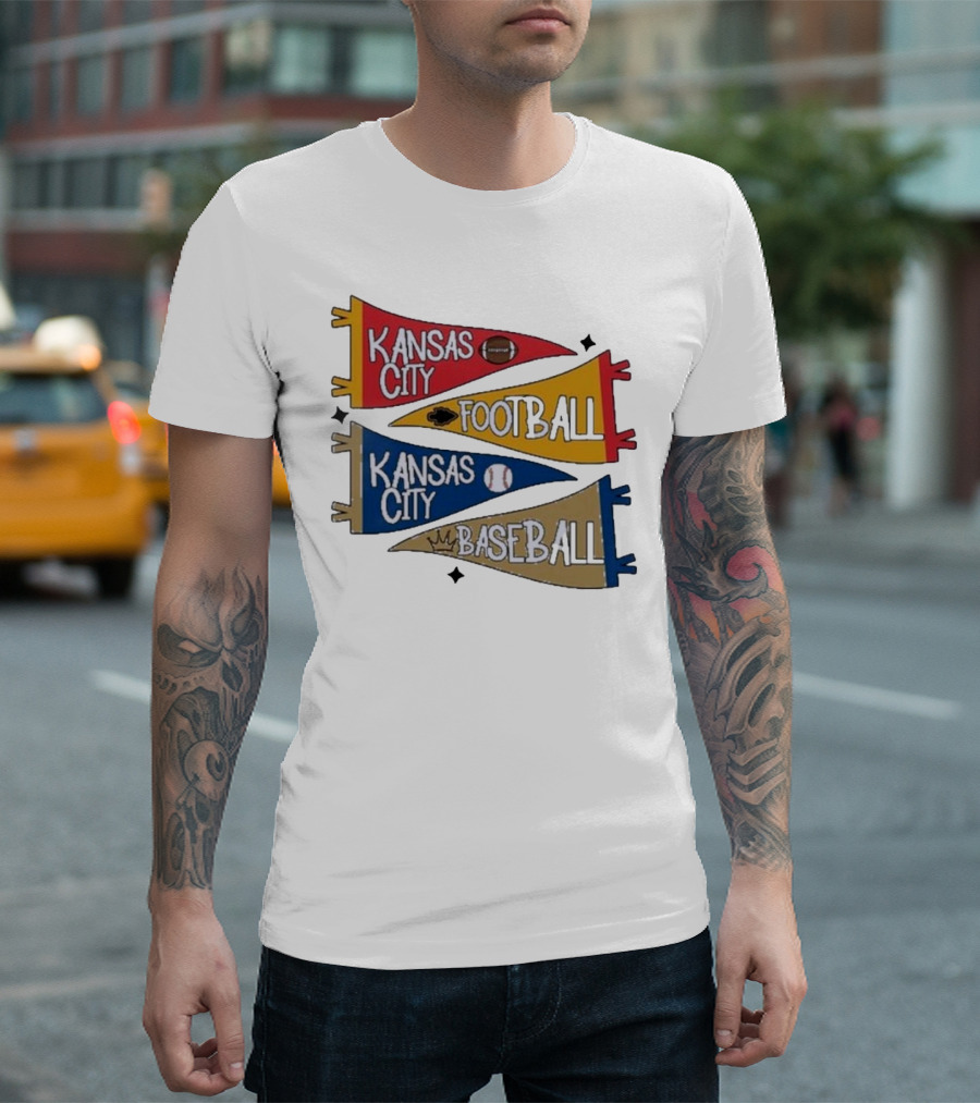 Kansas City Football Kansas City Baseball Pennant Icons T-Shirt