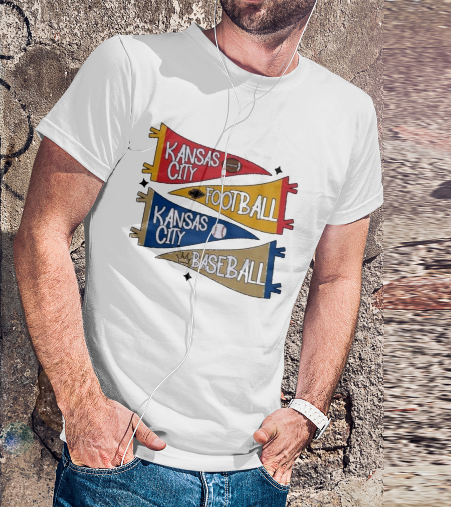 Kansas City Football Kansas City Baseball Pennant Icons T-Shirt