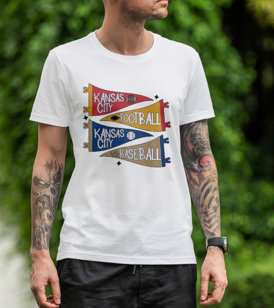 Kansas City Football Kansas City Baseball Pennant Icons T-Shirt