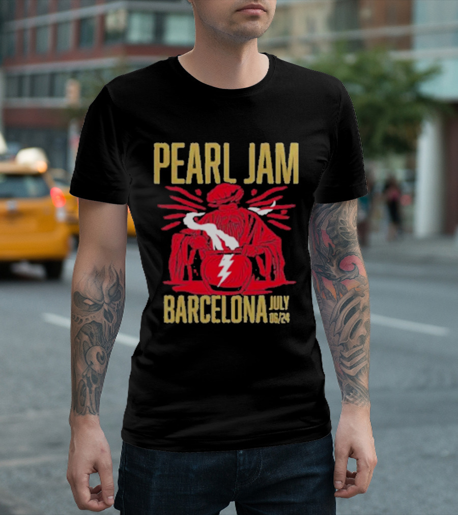 Pearl Jam Barcelona July 06 2024 The Witch Artwork Lightning Cauldron Palau Sant Jordi Night 1 Two Sides Print Premium Long Sleeve T-Shirt
