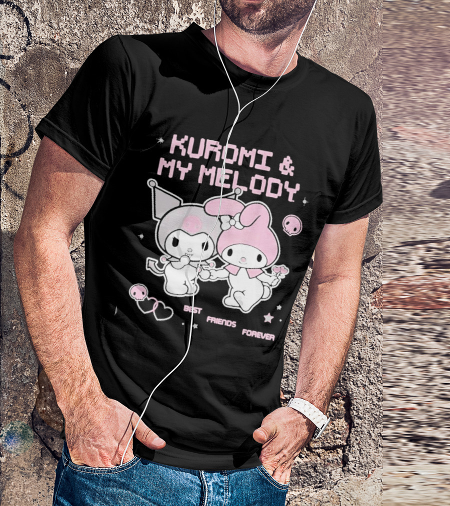 Kuromi And My Melody Best Friends Forever Skull Cute And Heart T-Shirt