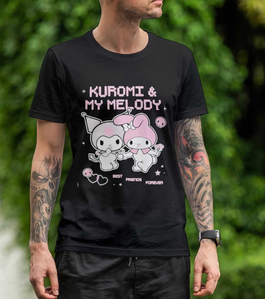 Kuromi And My Melody Best Friends Forever Skull Cute And Heart T-Shirt