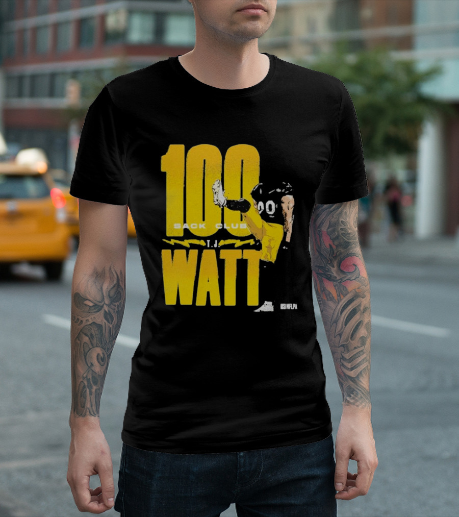 Pittsburgh Steelers T.J. Watt 100 Sack Club NFLPA T-Shirt