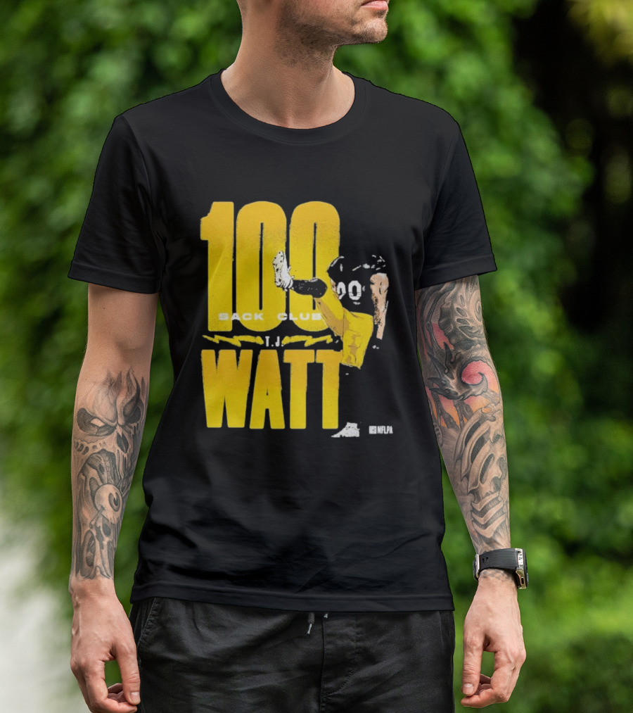 Pittsburgh Steelers T.J. Watt 100 Sack Club NFLPA T-Shirt