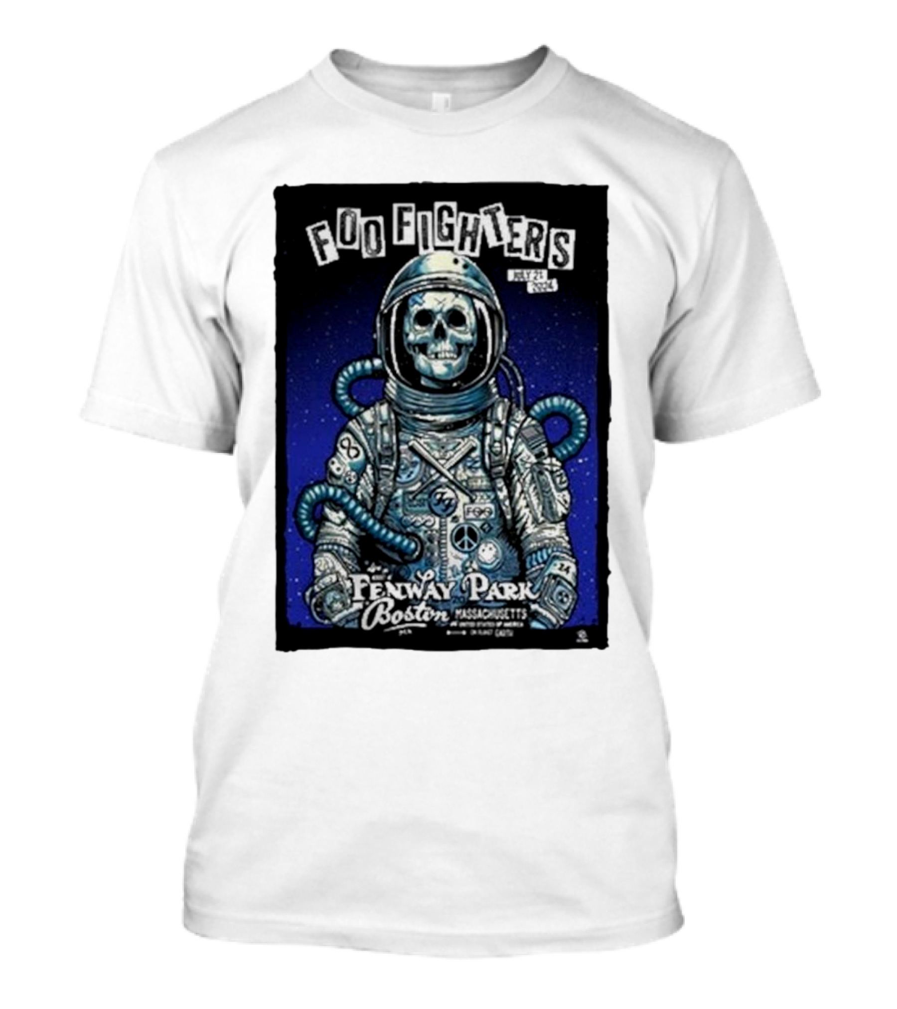 Foo Fighters Fenway Park Boston Massachusetts July 21 2024 Astronaut Skeleton T-Shirt