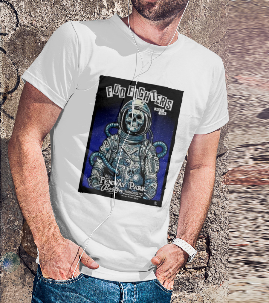 Foo Fighters Fenway Park Boston Massachusetts July 21 2024 Astronaut Skeleton T-Shirt