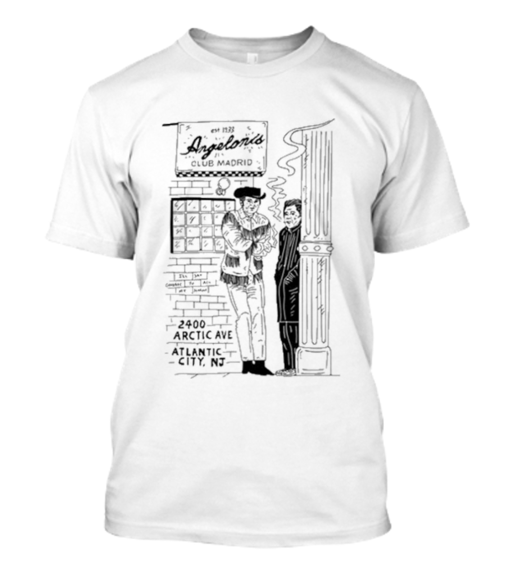 Angelonis Club Madrid Atlantic City NJ 2400 Arctic Ave Sketch T-Shirt
