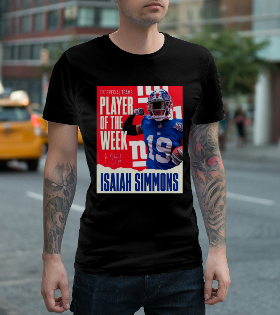 NFC Special Teams Player of the Week Isaiah Simmons New York Giants Signature T-Shirt