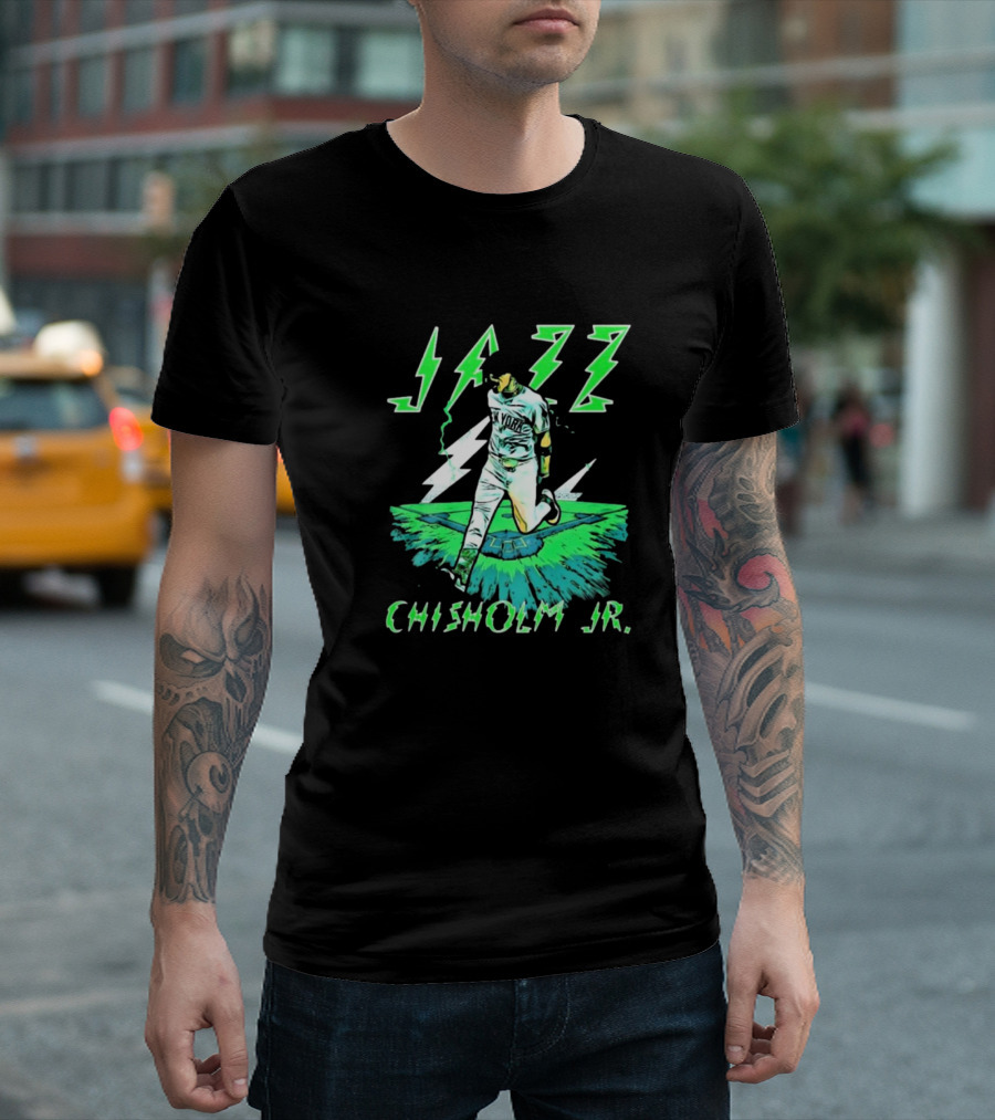 Jazz Chisholm Jr. New York Yankees Electric Green MLB Painting T-Shirt