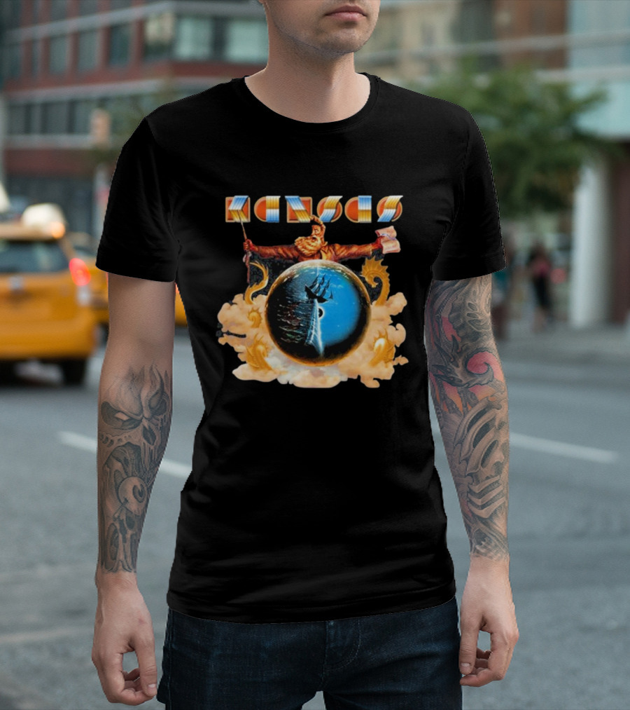 Kansas John Brown Nautical Ship in Storm Cloud Background T-Shirt