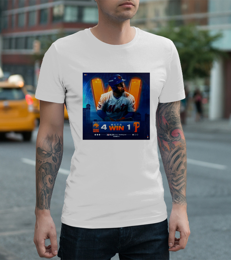 Mets 4 Win 1 Phillies NLDS 2024 Game 4 New York Victory T-Shirt