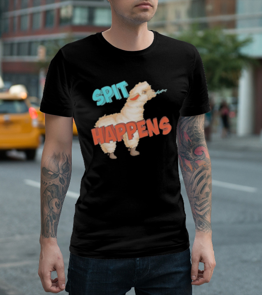 Spit Happens Llama Alpaca Chewing T-Shirt