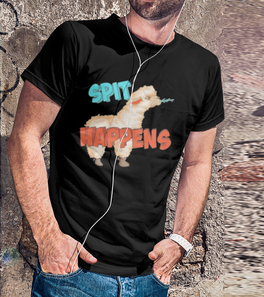 Spit Happens Llama Alpaca Chewing T-Shirt