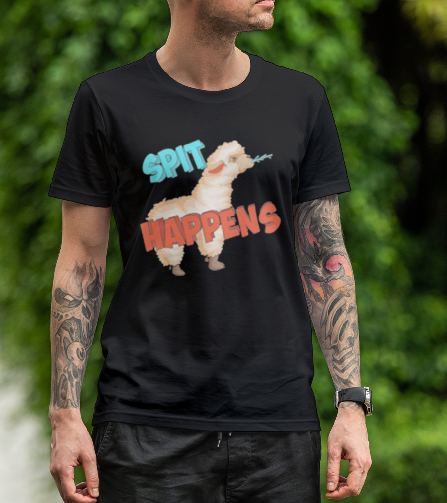 Spit Happens Llama Alpaca Chewing T-Shirt