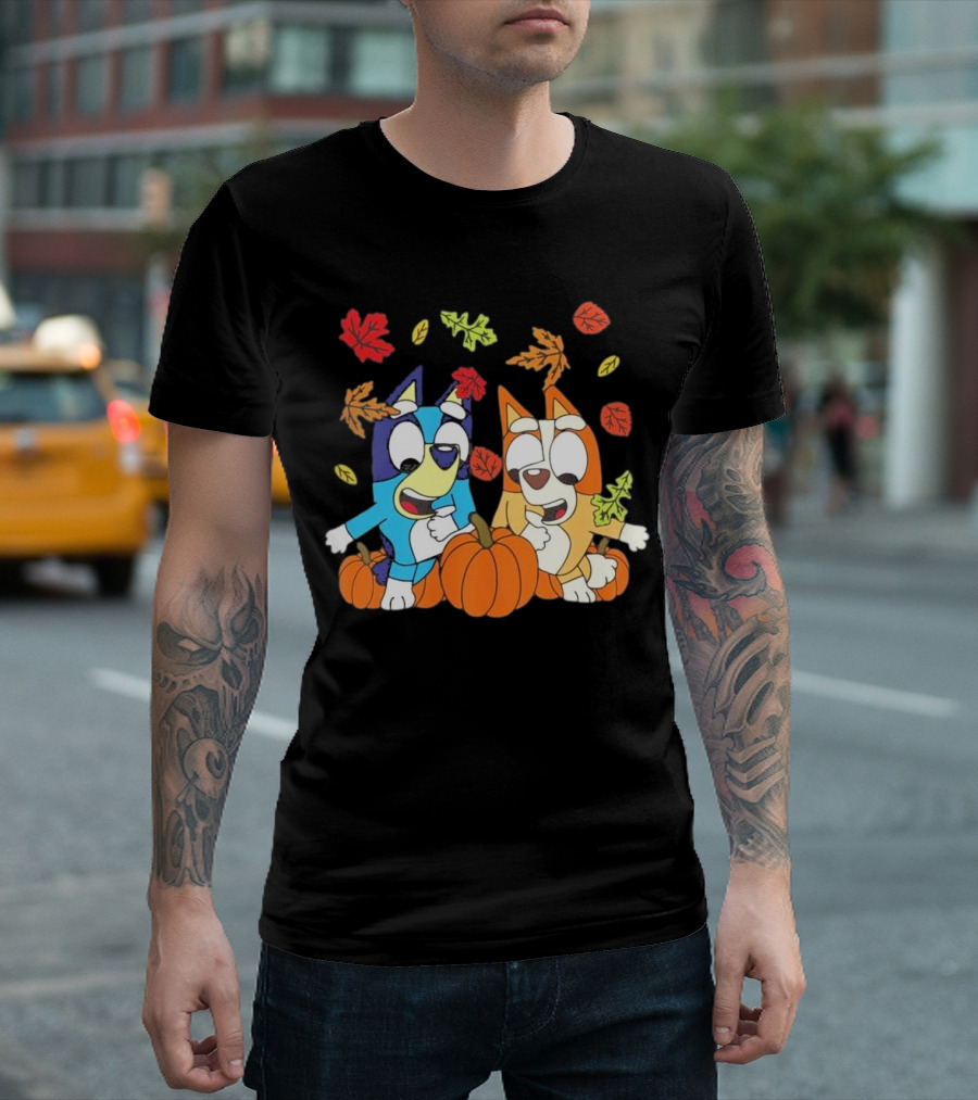 Bingo Pumpkin Season 2024 With Leaves And Dogs T-Shirt