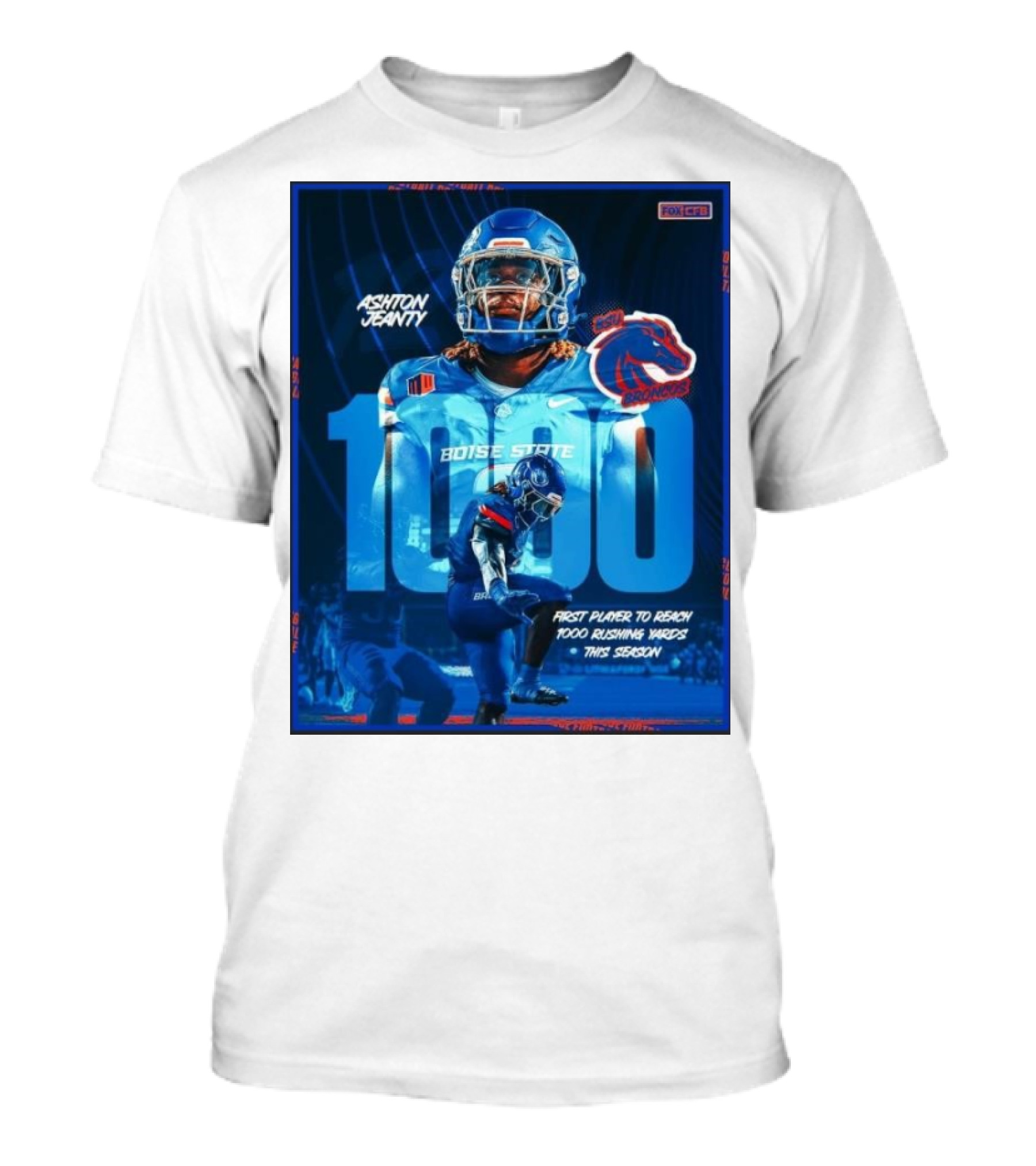 Ashton Jeanty 1000 Yards Boise State Broncos Rushing Milestone This Season T-Shirt
