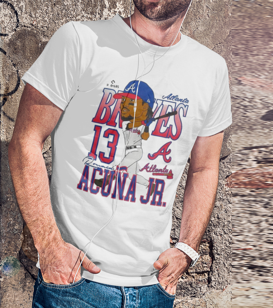 Atlanta Braves Ronald Acuña Jr. Caricature 13 Atlanta Baseball T-Shirt