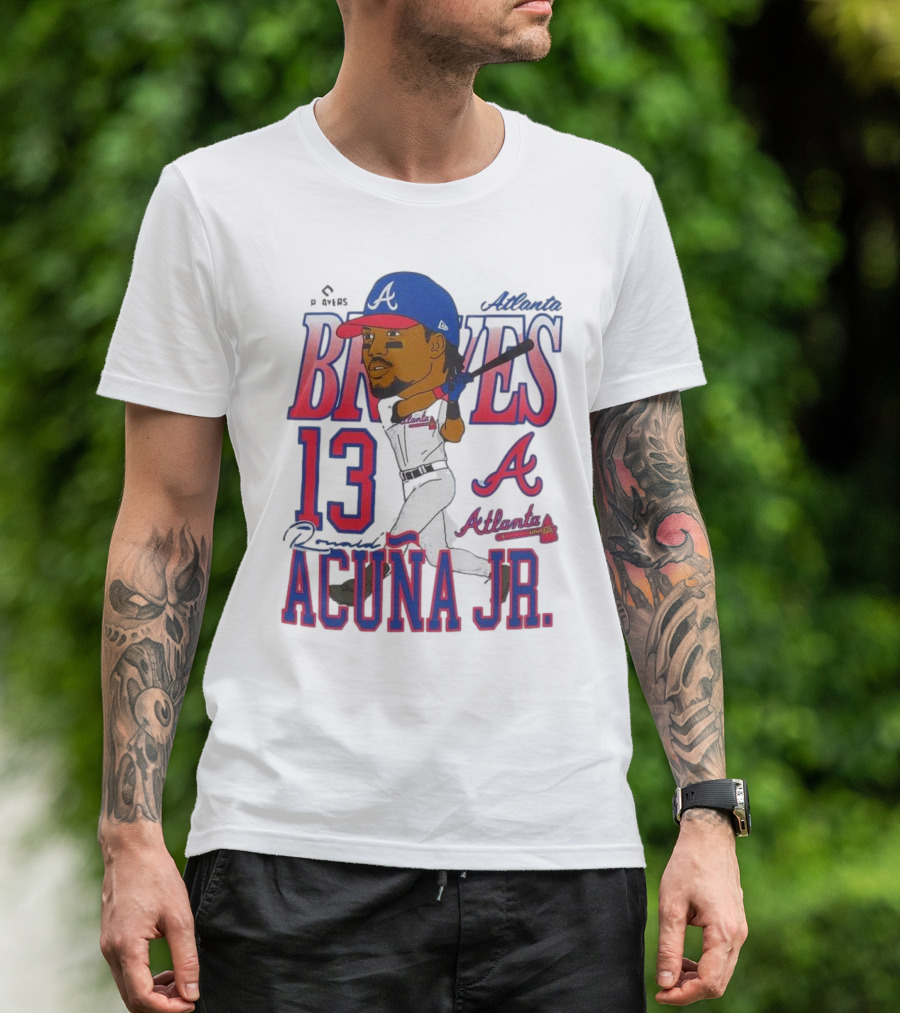 Atlanta Braves Ronald Acuña Jr. Caricature 13 Atlanta Baseball T-Shirt