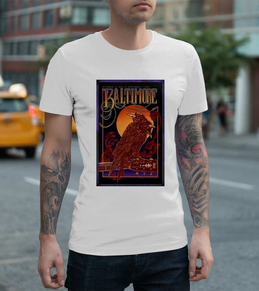 Billy Strings Baltimore October 31-November 1 2024 CFG Bank Arena Event Raven T-Shirt