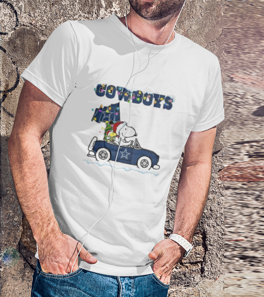 Cowboys Snoopy Christmas Car Cartoon Sports T-Shirt