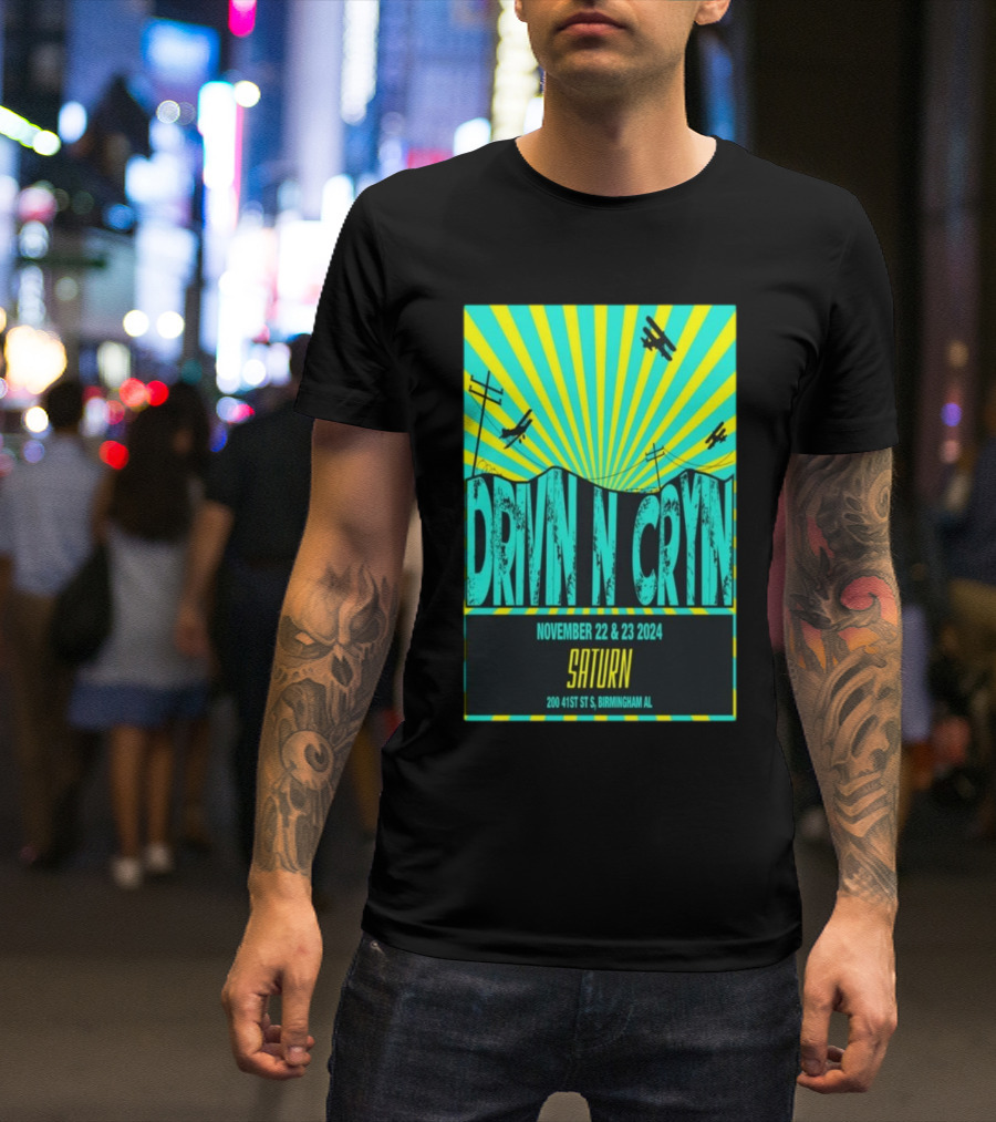 Drivin N Cryin Saturn Birmingham AL November 22-23 2024 Tour Airplanes Sunburst T-Shirt