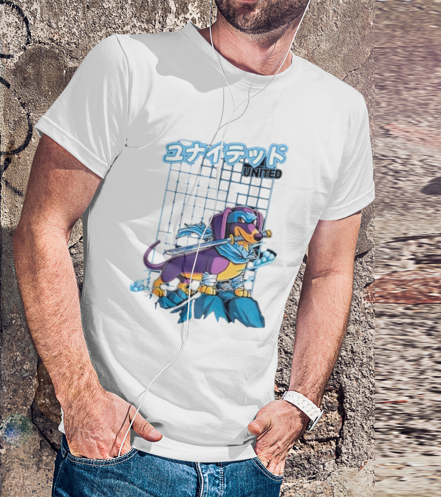 Dylan United Unitedgamer Bumi Ninja Dog On Rock With Sword And Blue Scarves T-Shirt