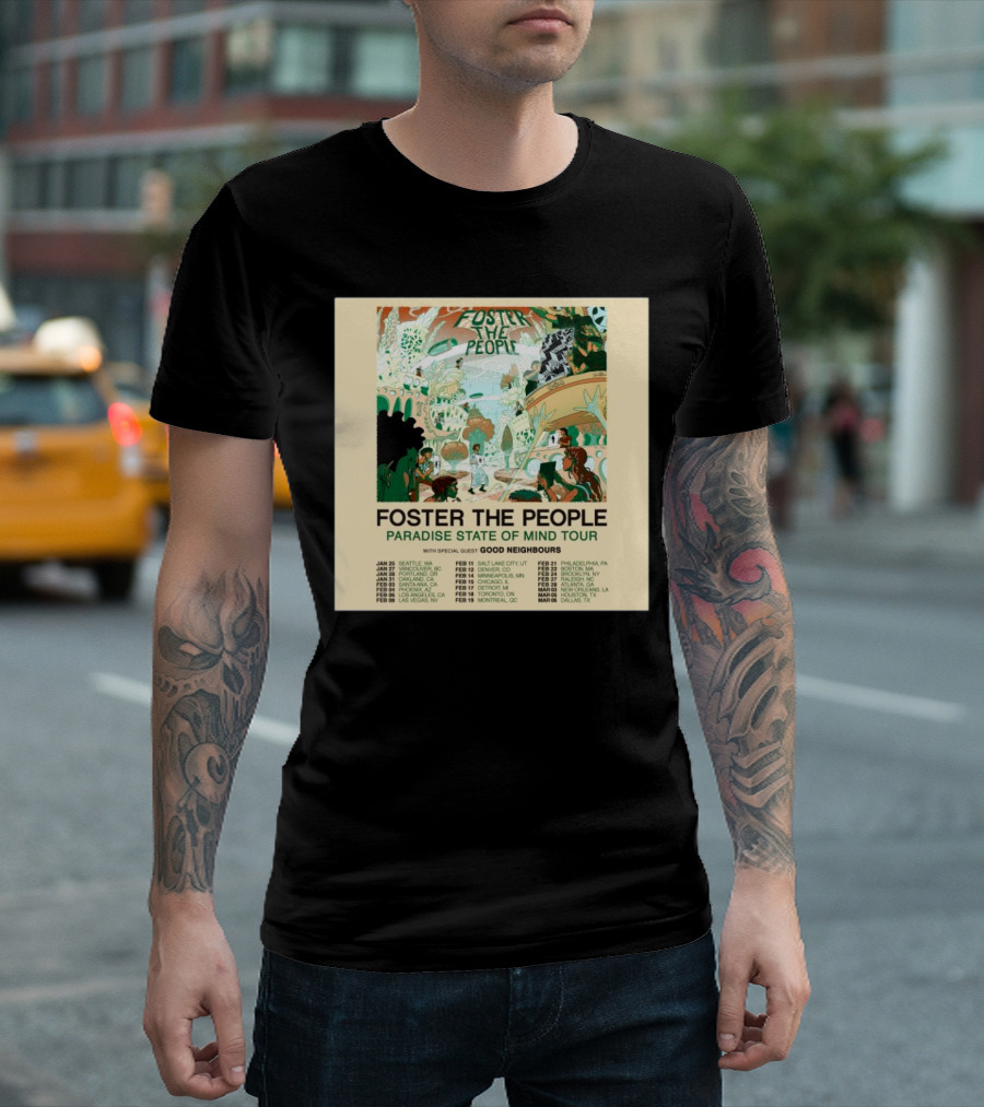 Foster The People Paradise State Of Mind Tour 2025 With Good Neighbours North American Dates T-Shirt
