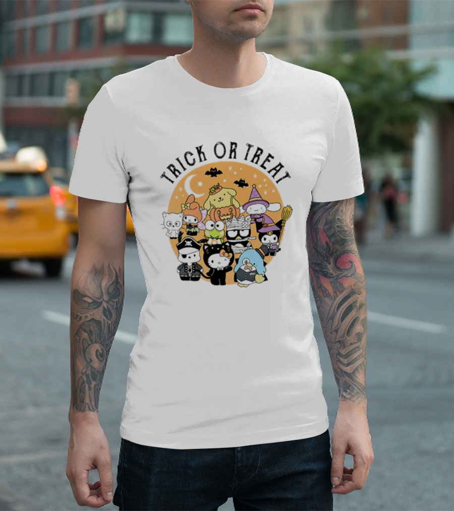 Trick Or Treat Hello Kitty And Friends Halloween Moon Bats T-Shirt
