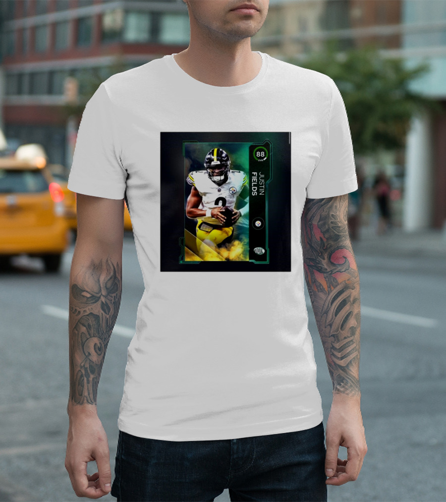Justin Fields 88 OVR Pittsburgh Steelers NFL QB MUT Signature Card T-Shirt