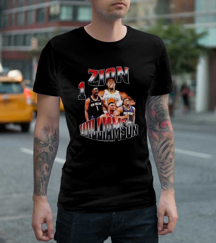 Zion Williamson Number 1 New Orleans Pelicans Player Collage T-Shirt