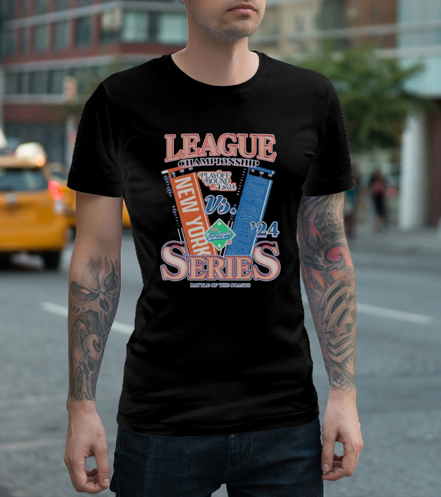 League Championship Playoff Bound 2024 New York Vs Los Angeles Series Battle Of The Coasts T-Shirt
