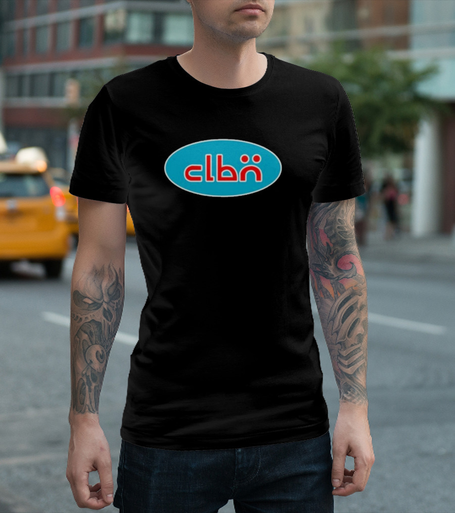 Clbn Logo Design Blue Oval Text T-Shirt