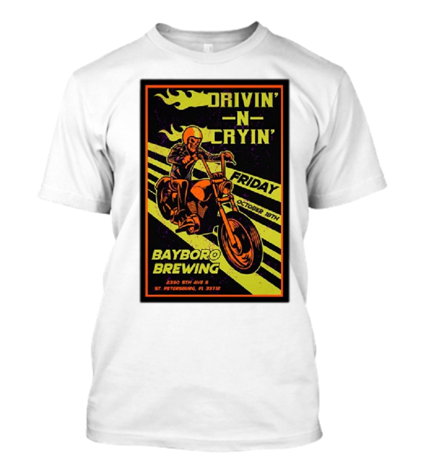 Drivin’ N Cryin’ Friday October 18th Bayboro Brewing St. Petersburg FL Motorcycle Rider T-Shirt