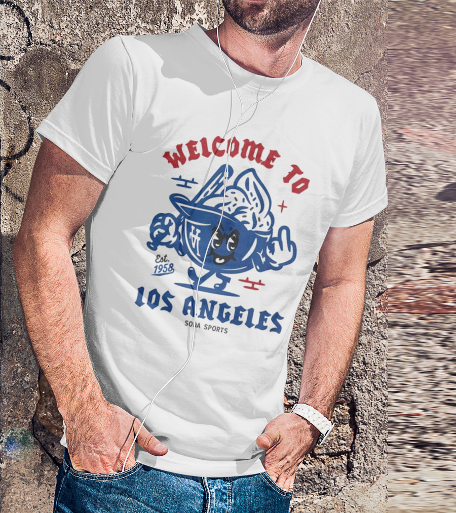 Welcome To Los Angeles Dodgers Est. 1958 Soda Sports T-Shirt