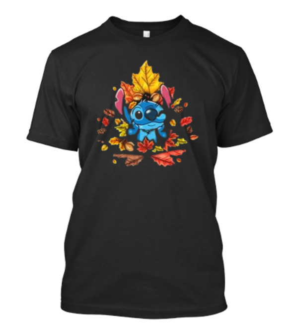 Stitch Ohana Autumn Leaf Celebration With Colorful Fall Foliage T-Shirt