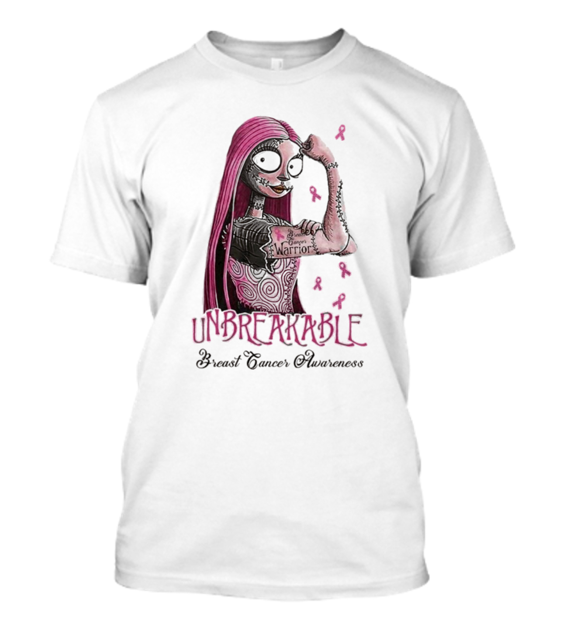 Unbreakable Warrior Breast Cancer Awareness Sally The Nightmare Before Christmas T-Shirt