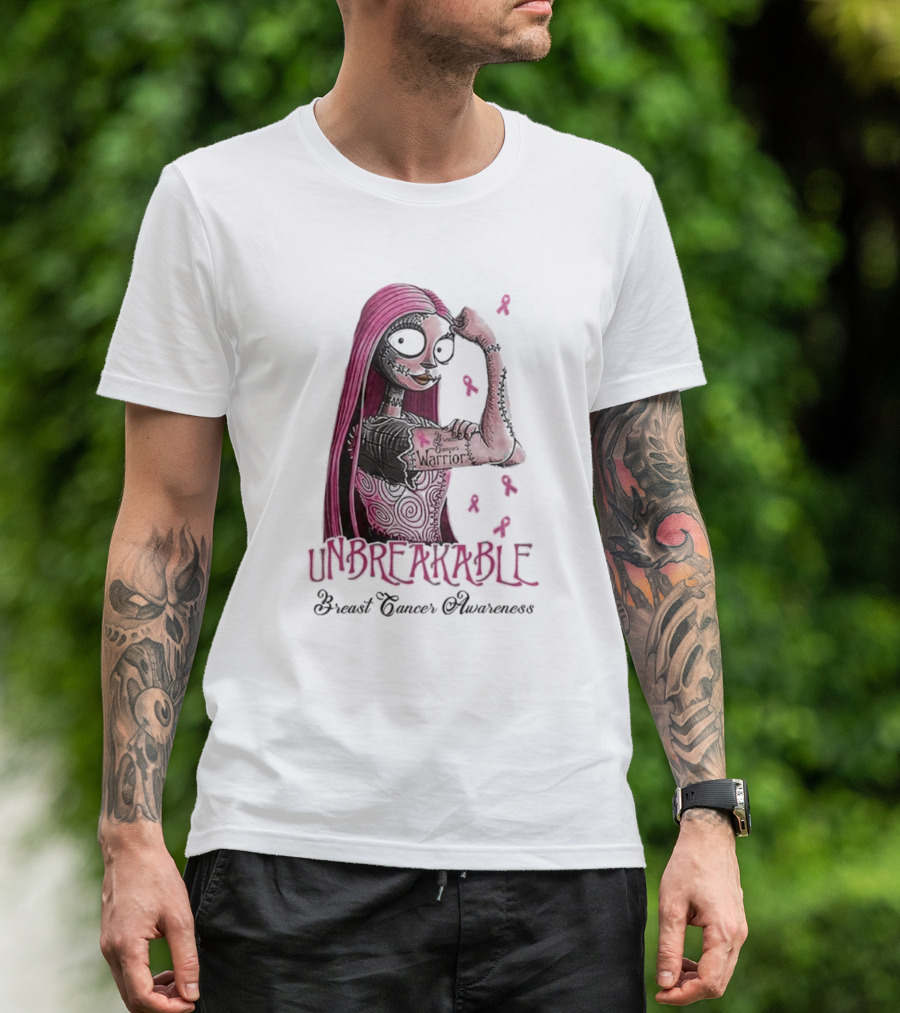 Unbreakable Warrior Breast Cancer Awareness Sally The Nightmare Before Christmas T-Shirt