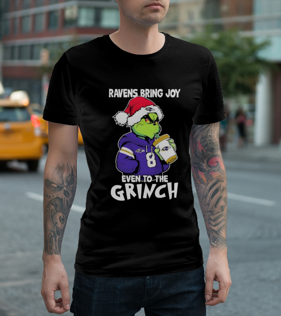 Ravens Bring Joy Even To The Grinch Christmas T-Shirt