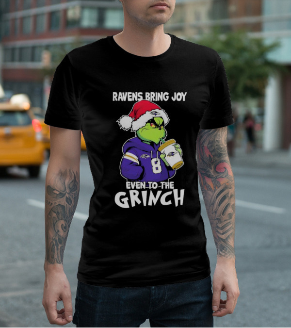 Ravens Bring Joy Even To The Grinch Christmas T-Shirt
