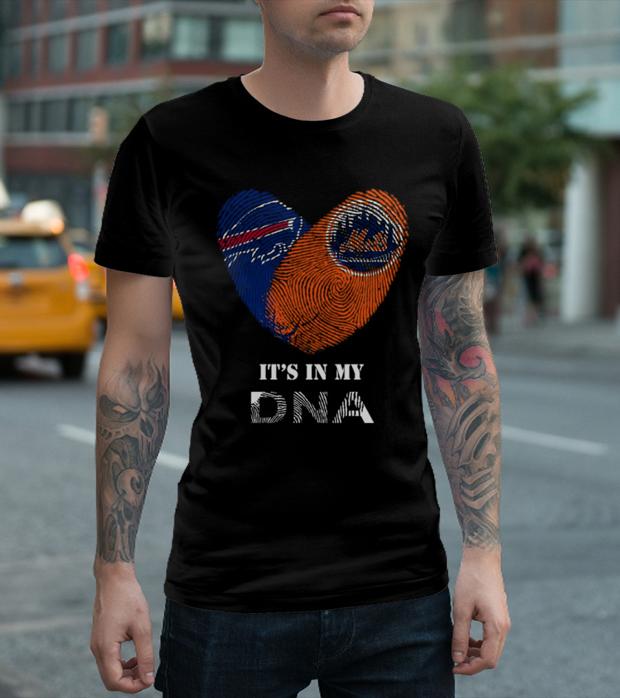 Buffalo Bills New York Mets It's In My DNA Heart T-Shirt