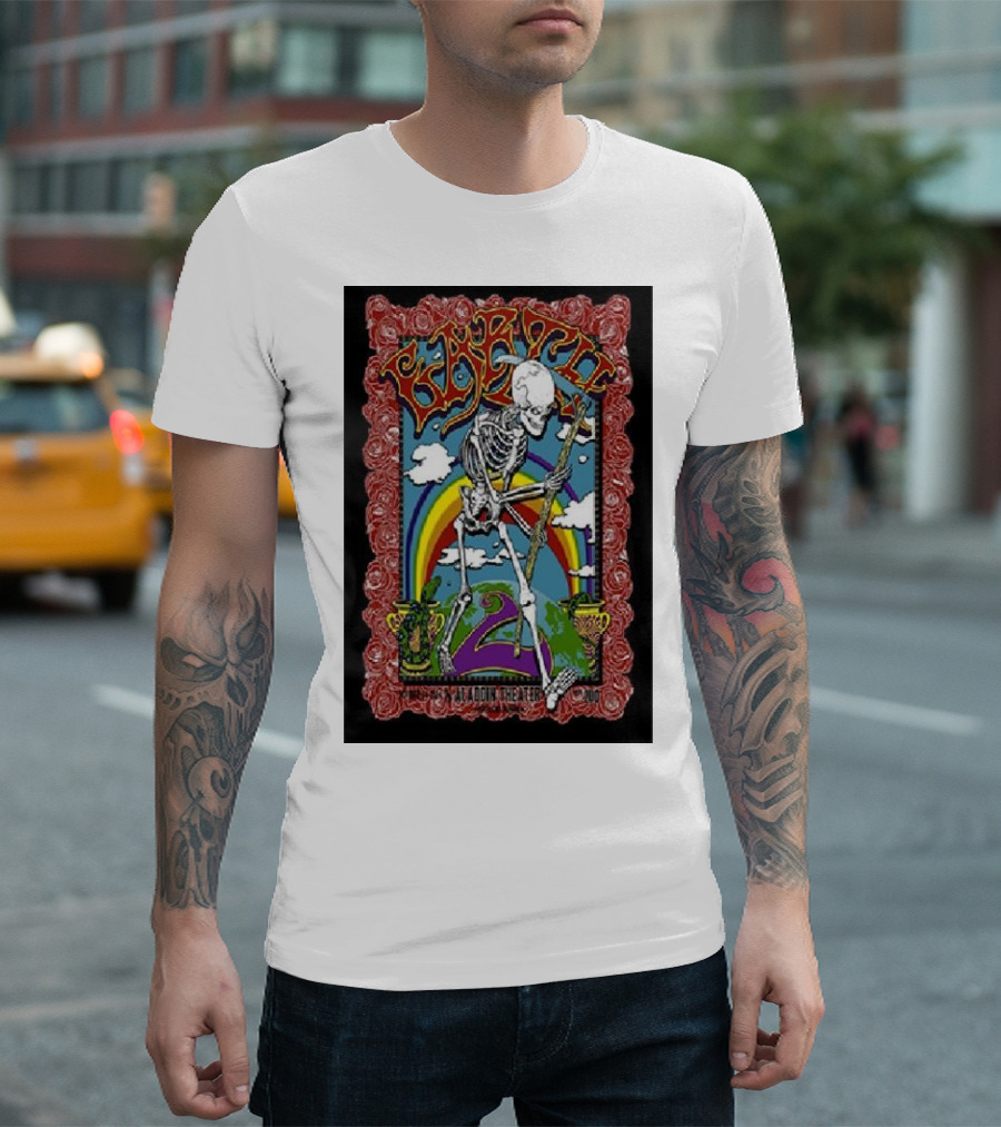 Earth Skeleton Rainbow Roses Aladdin Theater Portland OR October 24 T-Shirt