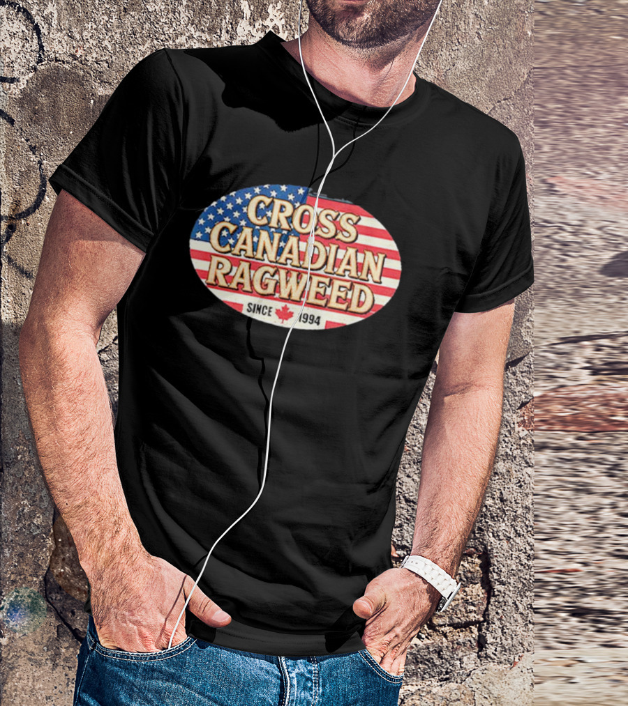 I Miss Ragweed Cross Canadian Ragweed Since 1994 American Flag Background T-Shirt