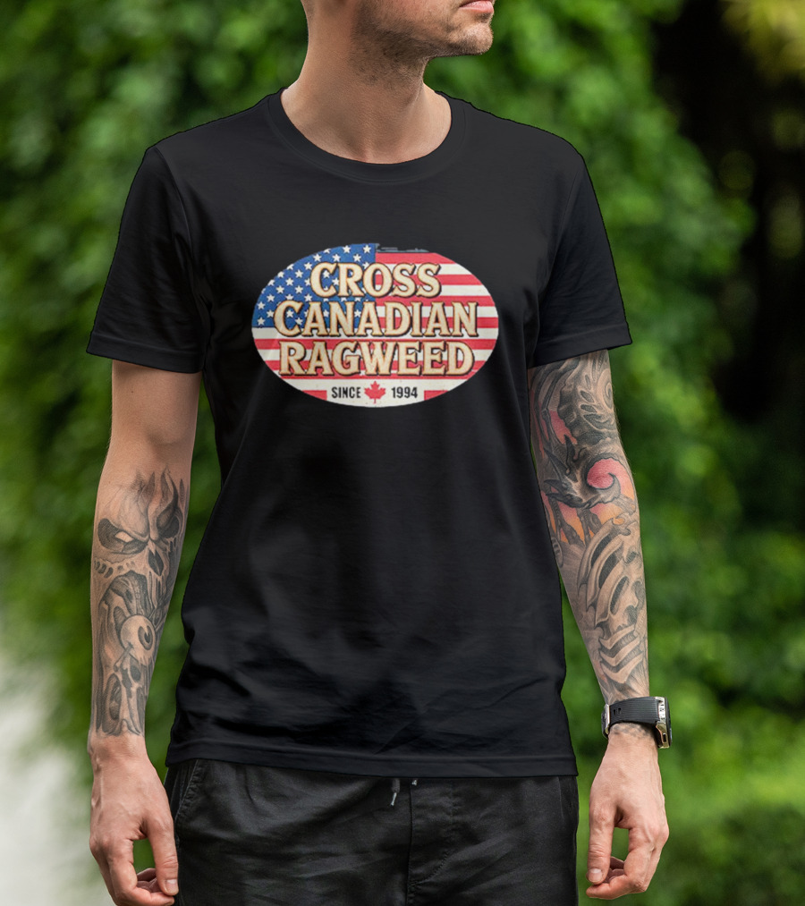I Miss Ragweed Cross Canadian Ragweed Since 1994 American Flag Background T-Shirt
