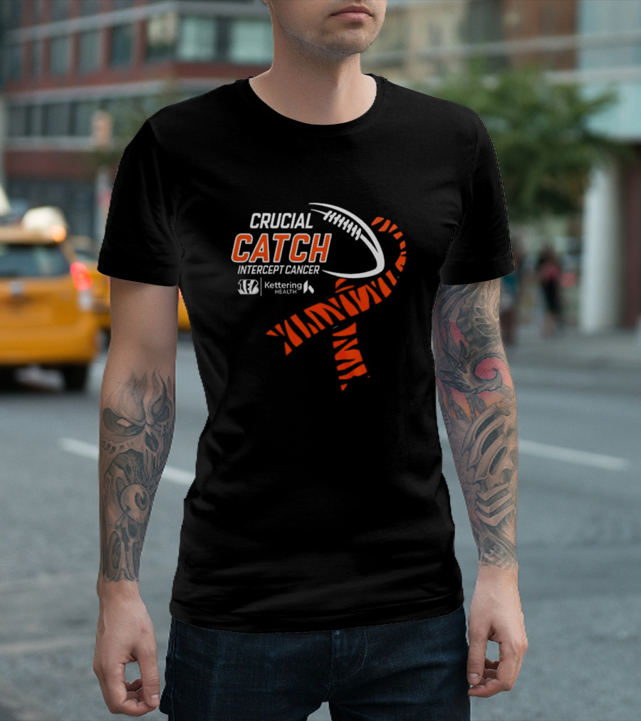 Cincinnati Bengals Crucial Catch Intercept Cancer Kettering Health T-Shirt