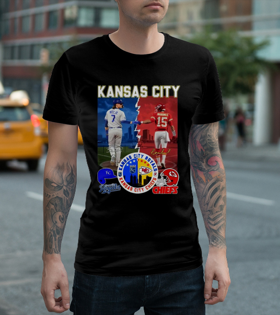 Kansas City Royals Robert Witt Jr. Chiefs Patrick Mahomes Signatures Royals Chiefs T-Shirt