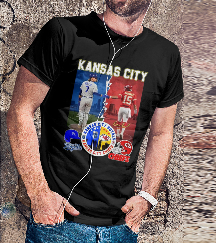 Kansas City Royals Robert Witt Jr. Chiefs Patrick Mahomes Signatures Royals Chiefs T-Shirt