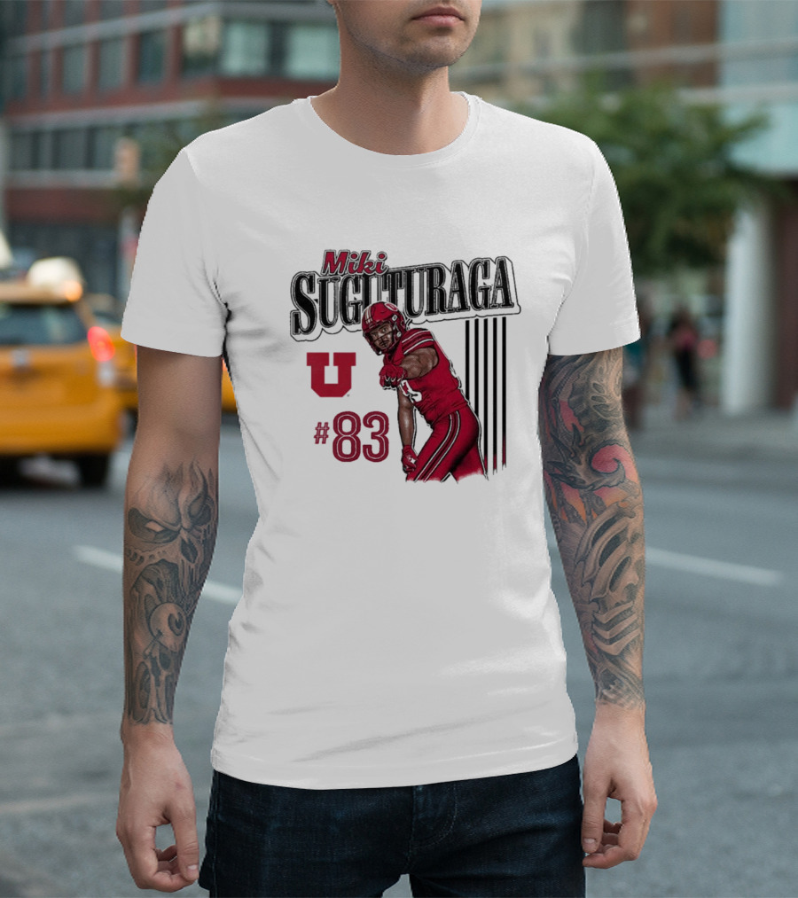 Miki Suguturaga Utah Utes Football #83 Cartoon Player T-Shirt