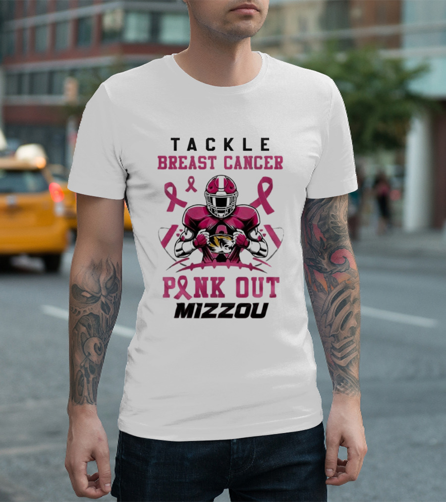Tackle Breast Cancer Pink Out Mizzou 2024 Missouri Tigers T-Shirt