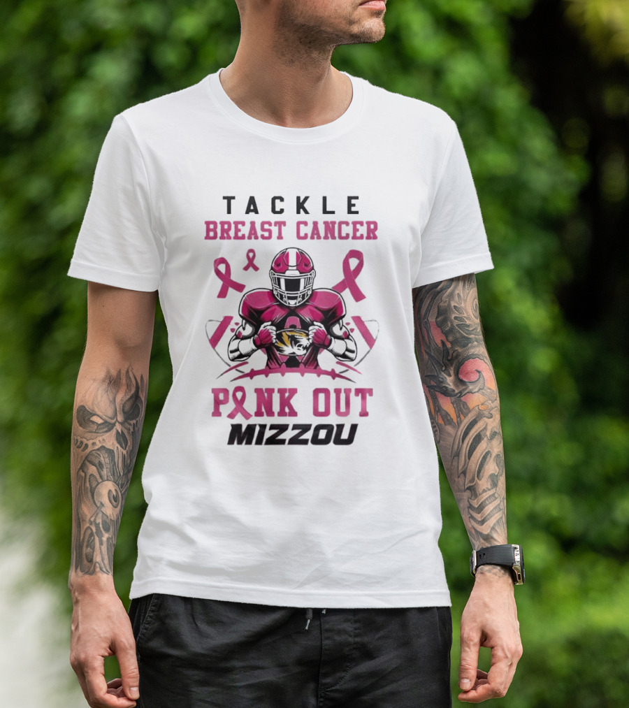 Tackle Breast Cancer Pink Out Mizzou 2024 Missouri Tigers T-Shirt